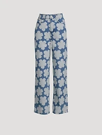 Ayame Wide-Leg Jeans Floral Print