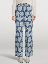 Ayame Wide-Leg Jeans Floral Print