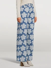 Ayame Wide-Leg Jeans Floral Print