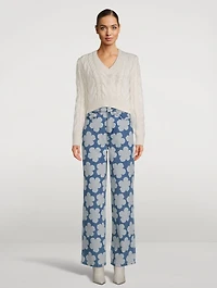 Ayame Wide-Leg Jeans Floral Print