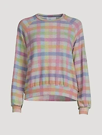 Relaxed Raglan Sweatshirt Gingham Print