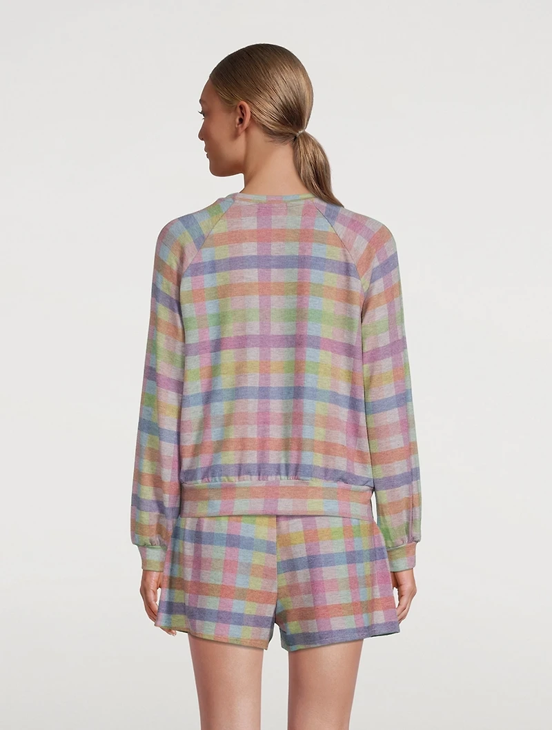 Relaxed Raglan Sweatshirt Gingham Print