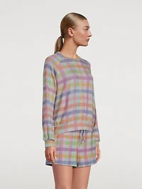 Relaxed Raglan Sweatshirt Gingham Print