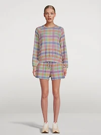 Relaxed Raglan Sweatshirt Gingham Print