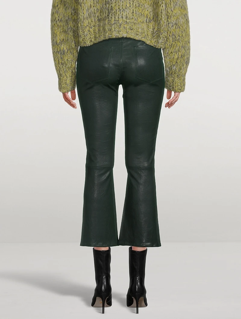 Le Crop Mini Bootcut Leather Jeans
