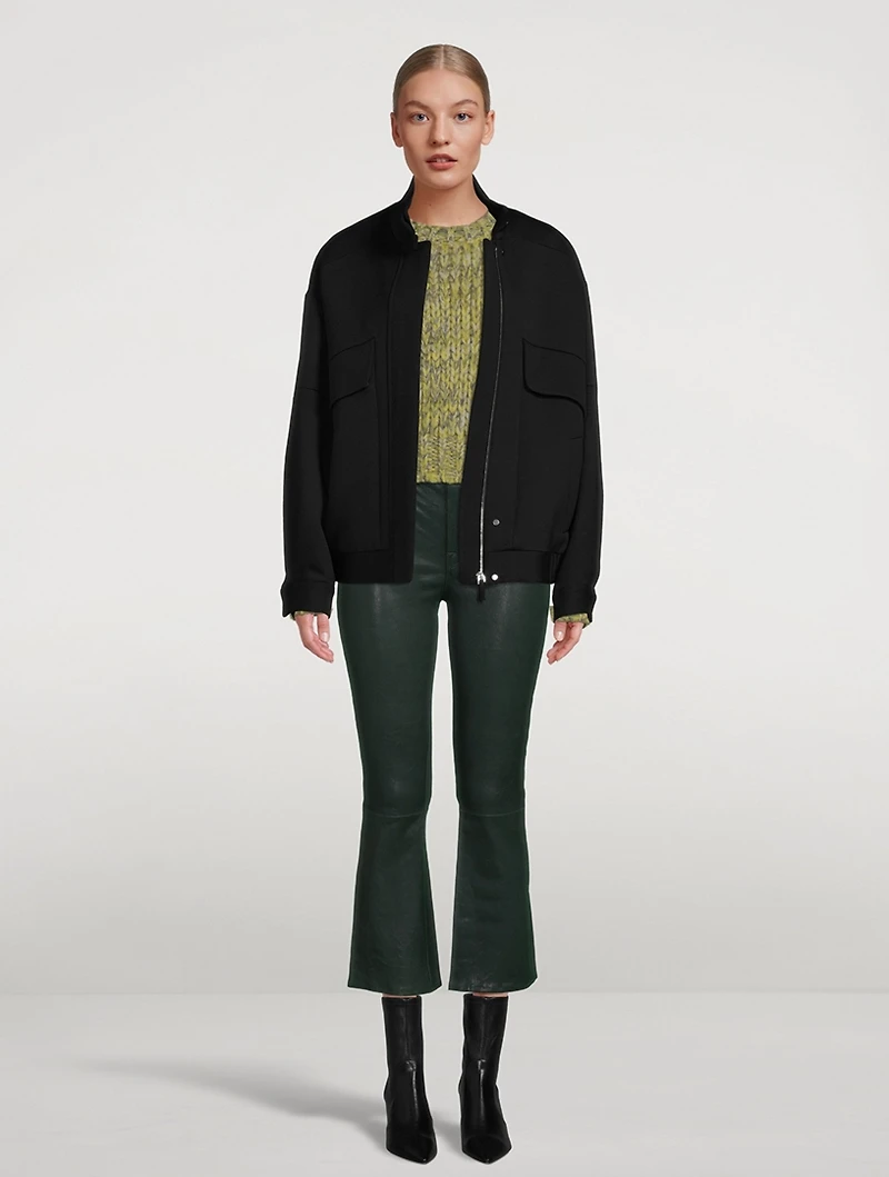 Le Crop Mini Bootcut Leather Jeans
