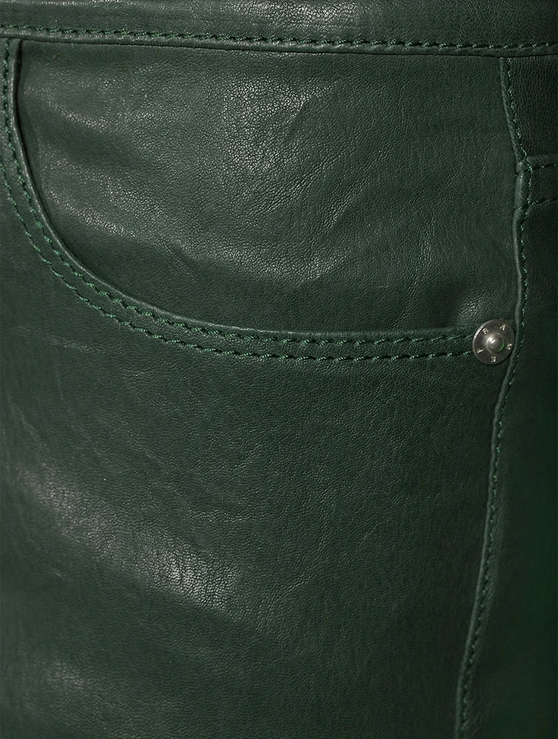 Le Crop Mini Bootcut Leather Jeans