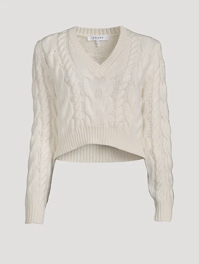 Cropped Cable-Knit Wool Sweater