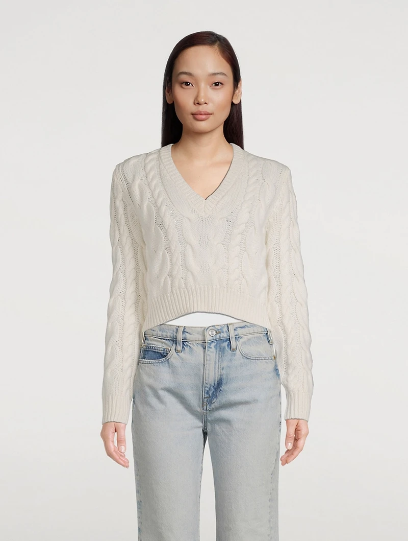 Cropped Cable-Knit Wool Sweater