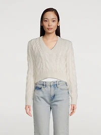 Cropped Cable-Knit Wool Sweater