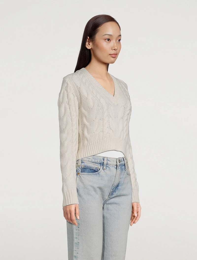 Cropped Cable-Knit Wool Sweater