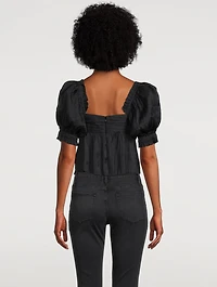 Puff-Sleeve Charmeuse Top
