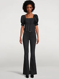 Puff-Sleeve Charmeuse Top
