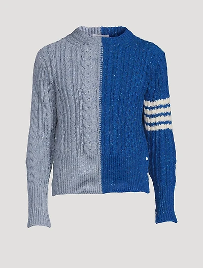 Fun-Mix Aran Cable Donegal 4-Bar Sweater