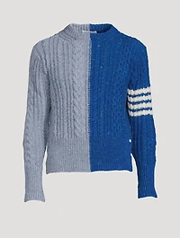 Fun-Mix Aran Cable Donegal 4-Bar Sweater