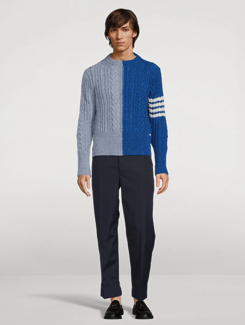 Fun-Mix Aran Cable Donegal 4-Bar Sweater
