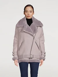 Shearling-Lined Suede Aviator Jacket