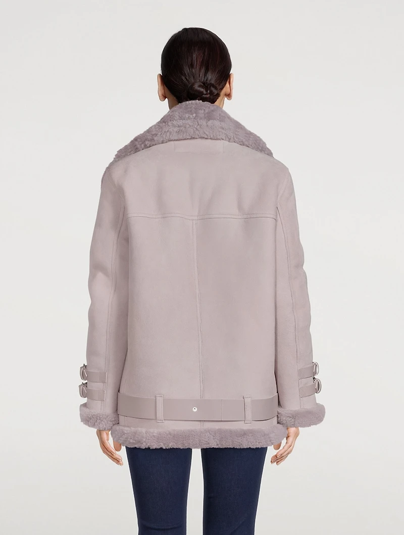 Shearling-Lined Suede Aviator Jacket