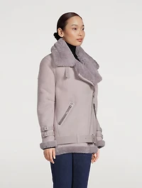 Shearling-Lined Suede Aviator Jacket