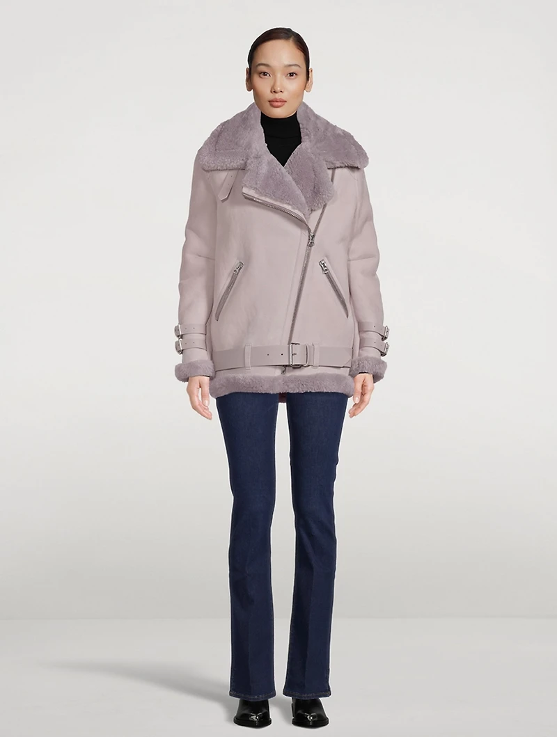 Shearling-Lined Suede Aviator Jacket