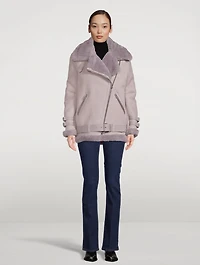 Shearling-Lined Suede Aviator Jacket