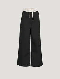 Spongy Faux-Layered Wide-Leg Trousers