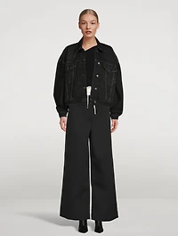 Spongy Faux-Layered Wide-Leg Trousers
