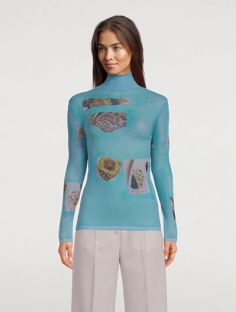 Denise Printed Sheer Turtleneck