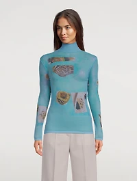 Denise Printed Sheer Turtleneck