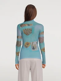 Denise Printed Sheer Turtleneck
