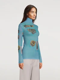 Denise Printed Sheer Turtleneck