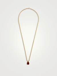 Square Red Agate Pendant Necklace