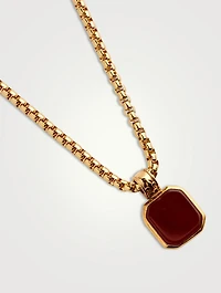 Square Red Agate Pendant Necklace
