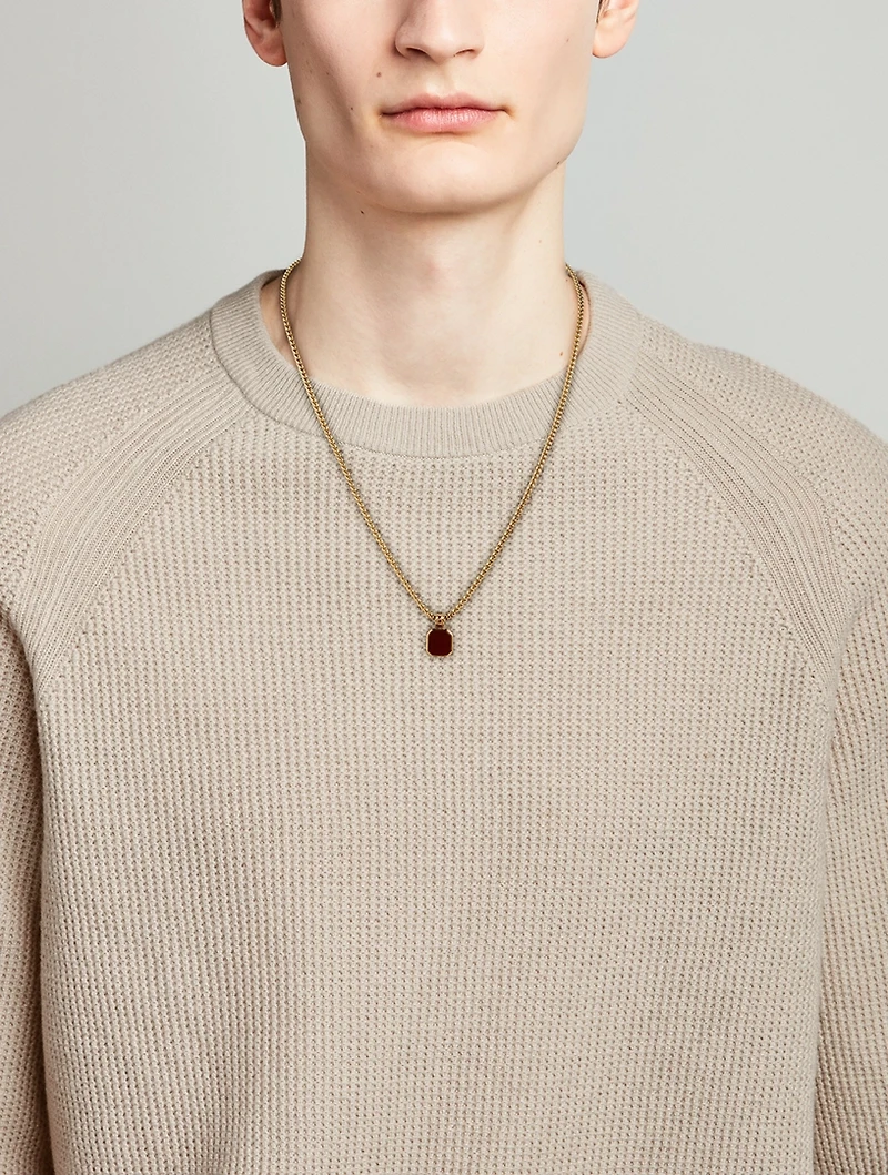 Square Red Agate Pendant Necklace