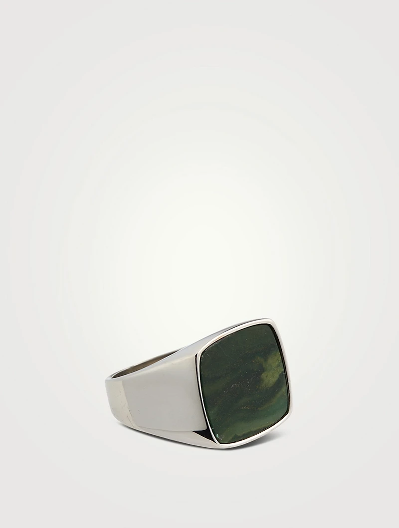 Signet Ring With Green Jade