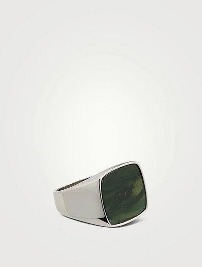 Signet Ring With Green Jade