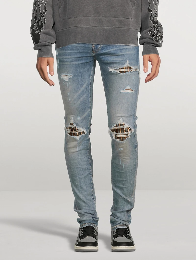 MX1 Neon Plaid Skinny-Fit Jeans