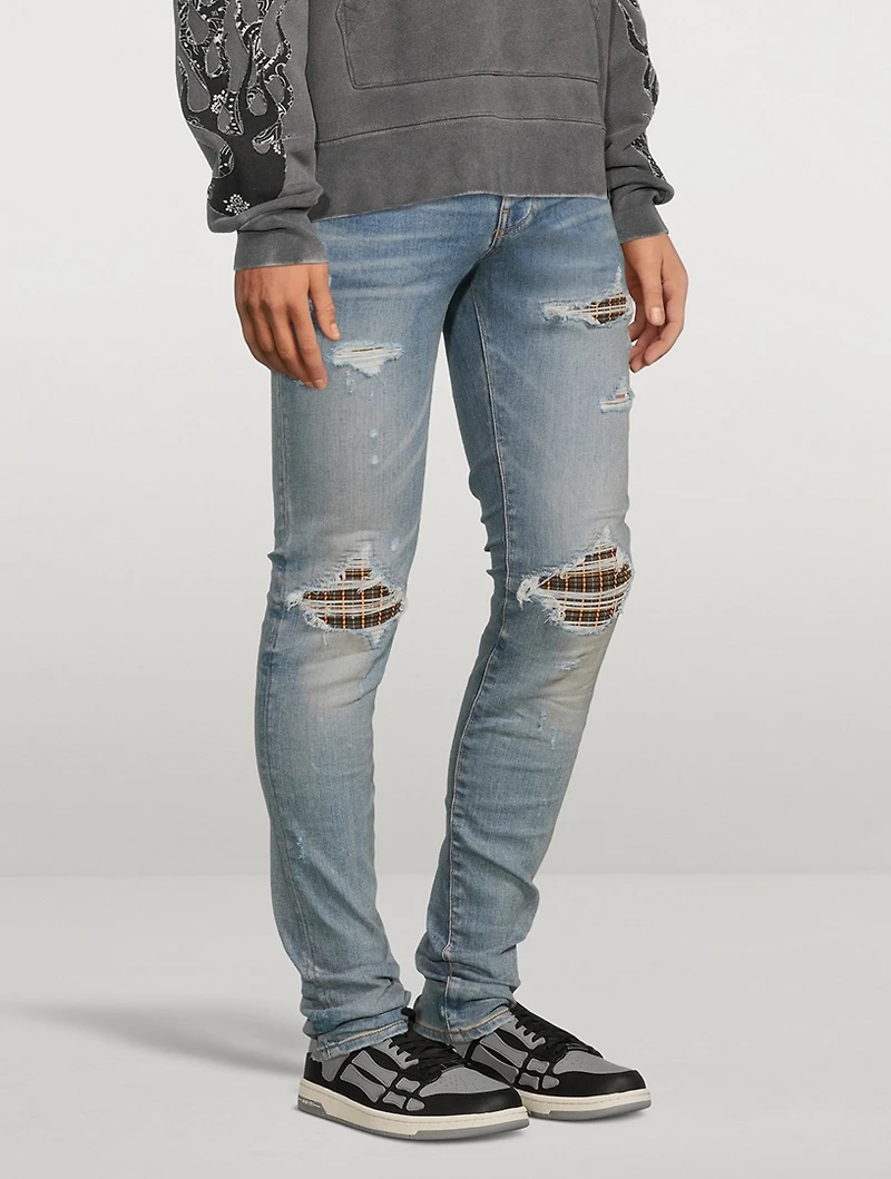 MX1 Neon Plaid Skinny-Fit Jeans