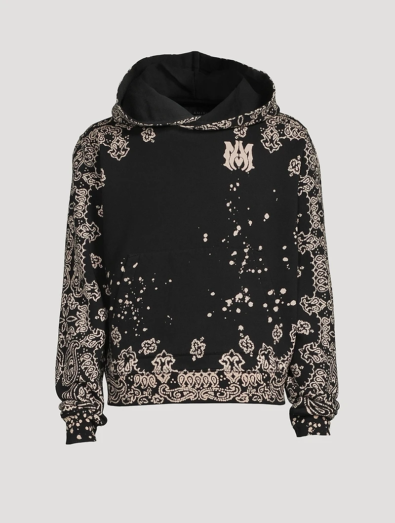 Cotton Hoodie Bandana Bleach Print