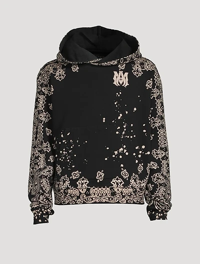 Cotton Hoodie Bandana Bleach Print