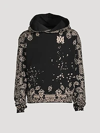 Cotton Hoodie Bandana Bleach Print