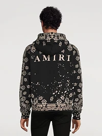Cotton Hoodie Bandana Bleach Print