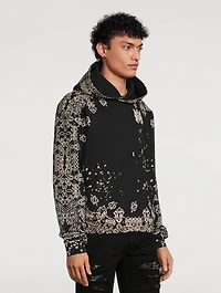Cotton Hoodie Bandana Bleach Print
