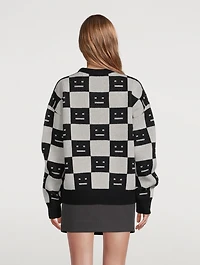 Checkerboard Face Wool Sweater