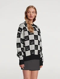 Checkerboard Face Wool Sweater