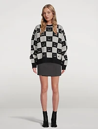 Checkerboard Face Wool Sweater