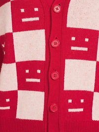 Checkerboard Face Wool Cardigan