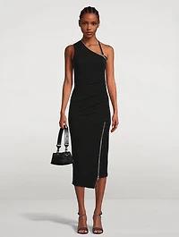 Asymmetric Zip Midi Dress