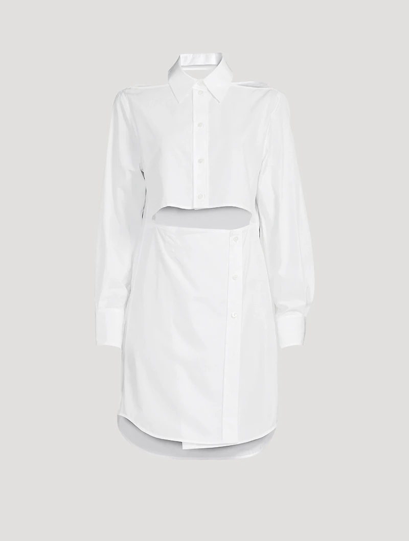 Cut-Out Poplin Shirt Dress