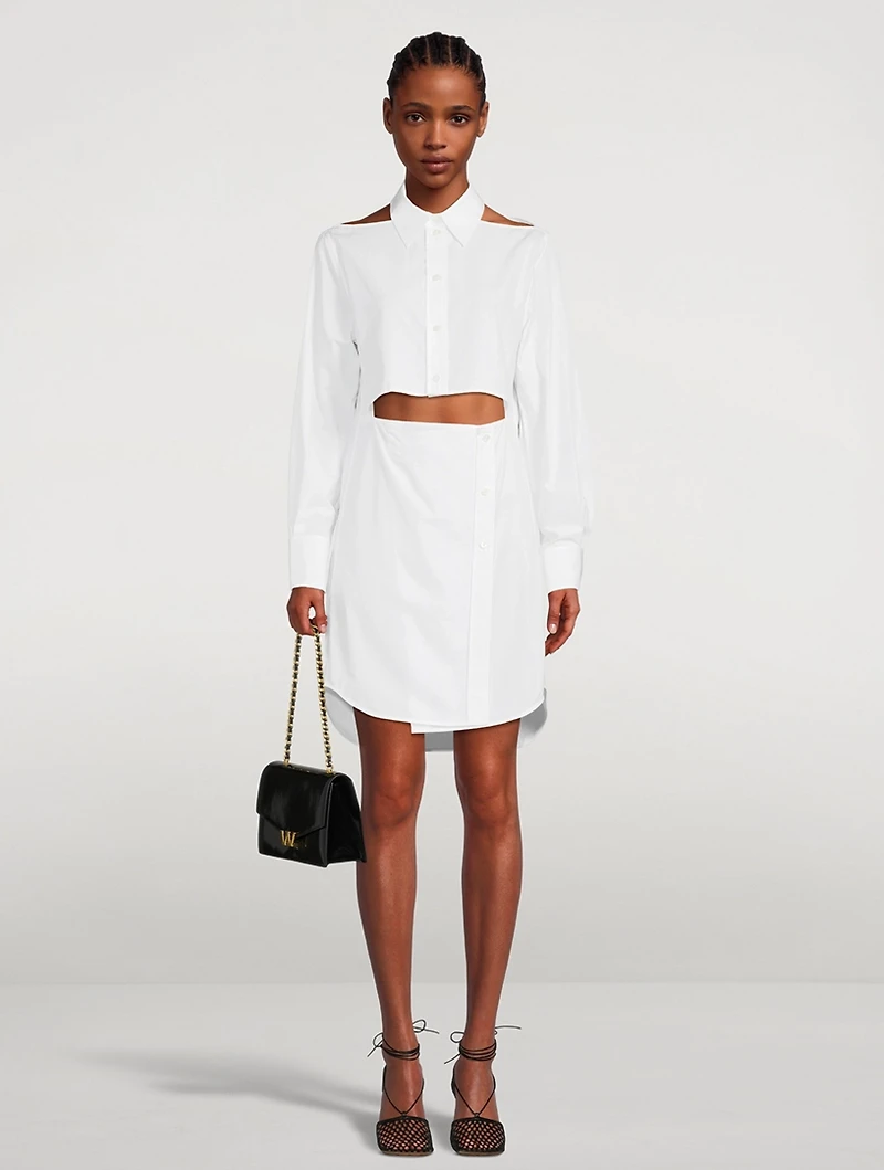 Cut-Out Poplin Shirt Dress